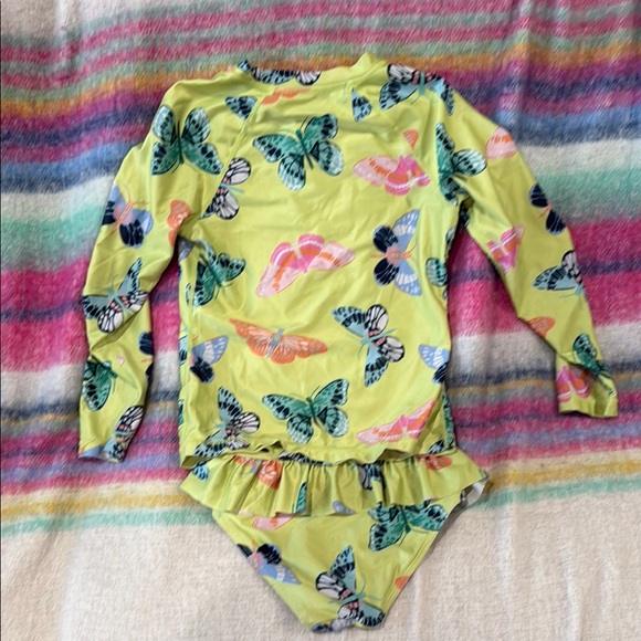 Tea Collection Yellow and Pink Rashguard with Playful Ruffles - Picture 4 of 4